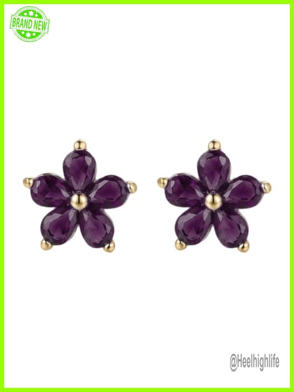 Gold Plated Copper Crystal Flower Stud Earrings